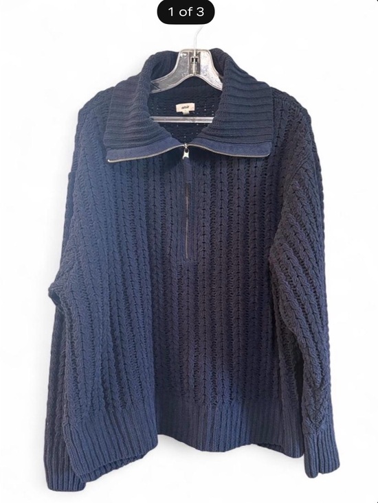 aerie Sweaters - Women’s Aerie Navy Half-Zip Cable Knit chunky Sweater size Large